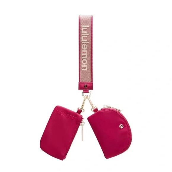 Lululemon Accessories - NWT Lululemon Dual Pouch Wristlet Wallet Berry Rumble Pink Metallic Wordmark